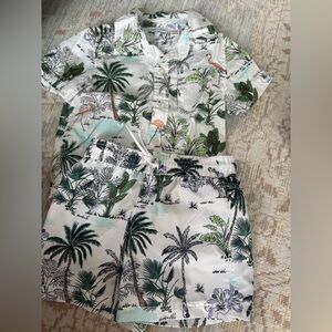 Janie and Jack  TROPICAL FLAMINGO SWIM TRUNK & SHIRT